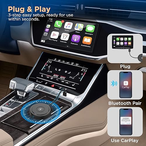 Miniatura 4 de El adaptador inalámbrico CarPlay convierte CarPlay con cable a inalámbrico - Plug & Play Dongle para un uso fácil y conexión perfecta en automóviles
