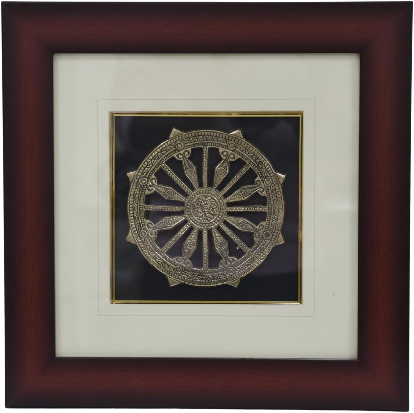Saras AajeevikaǀHandcraftedǀDhokra ArtǀBrass Konark MomentumǀHandmade Decorative Brass Konark MomentumǀWall DecorǀShowpiece for Home,Office,Wall Decorǀ(Yellow Colour) ǀ14"X14",1110 Grms.