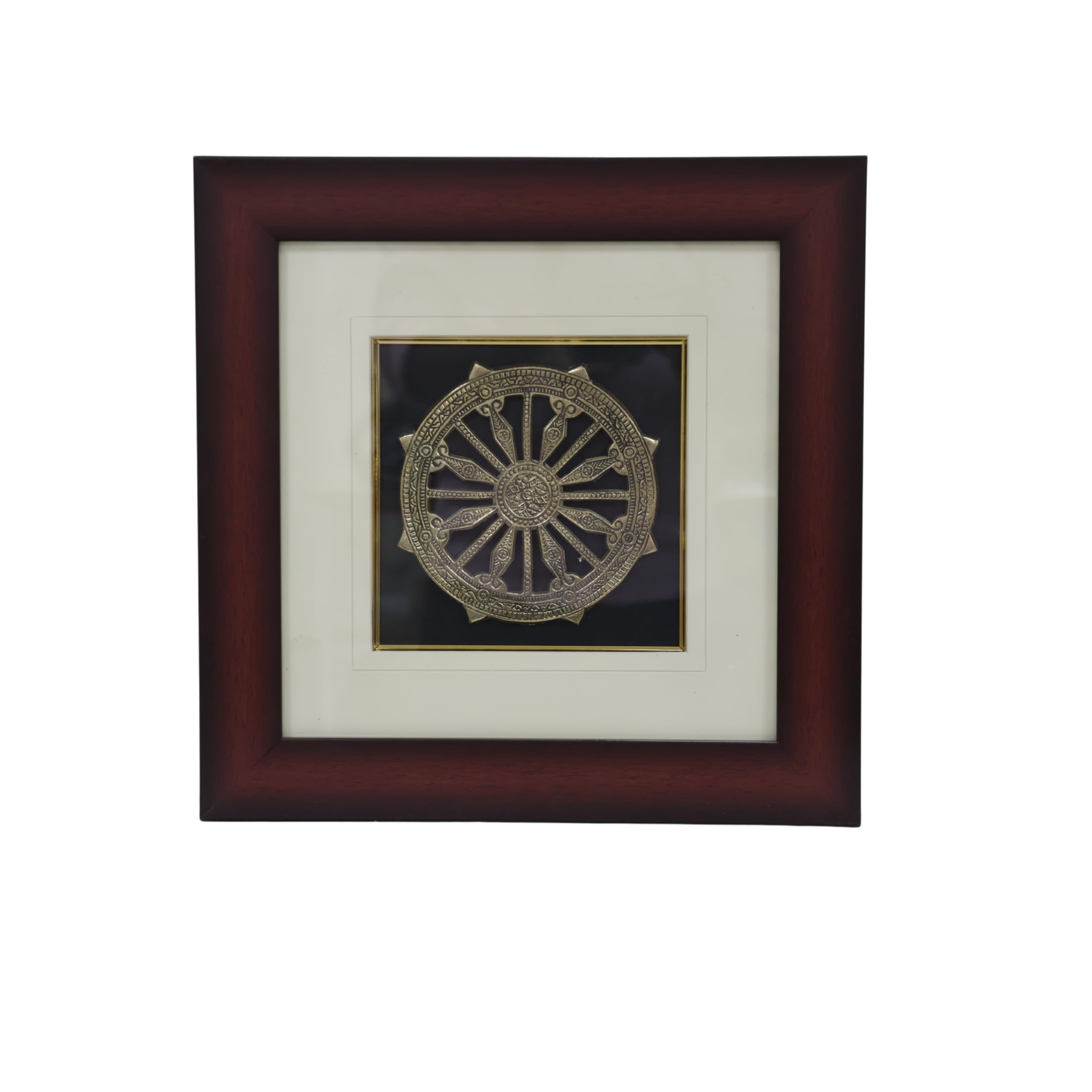 Saras AajeevikaǀHandcraftedǀDhokra ArtǀBrass Konark MomentumǀHandmade Decorative Brass Konark MomentumǀWall DecorǀShowpiece for Home,Office,Wall Decorǀ(Yellow Colour) ǀ14"X14",1110 Grms.