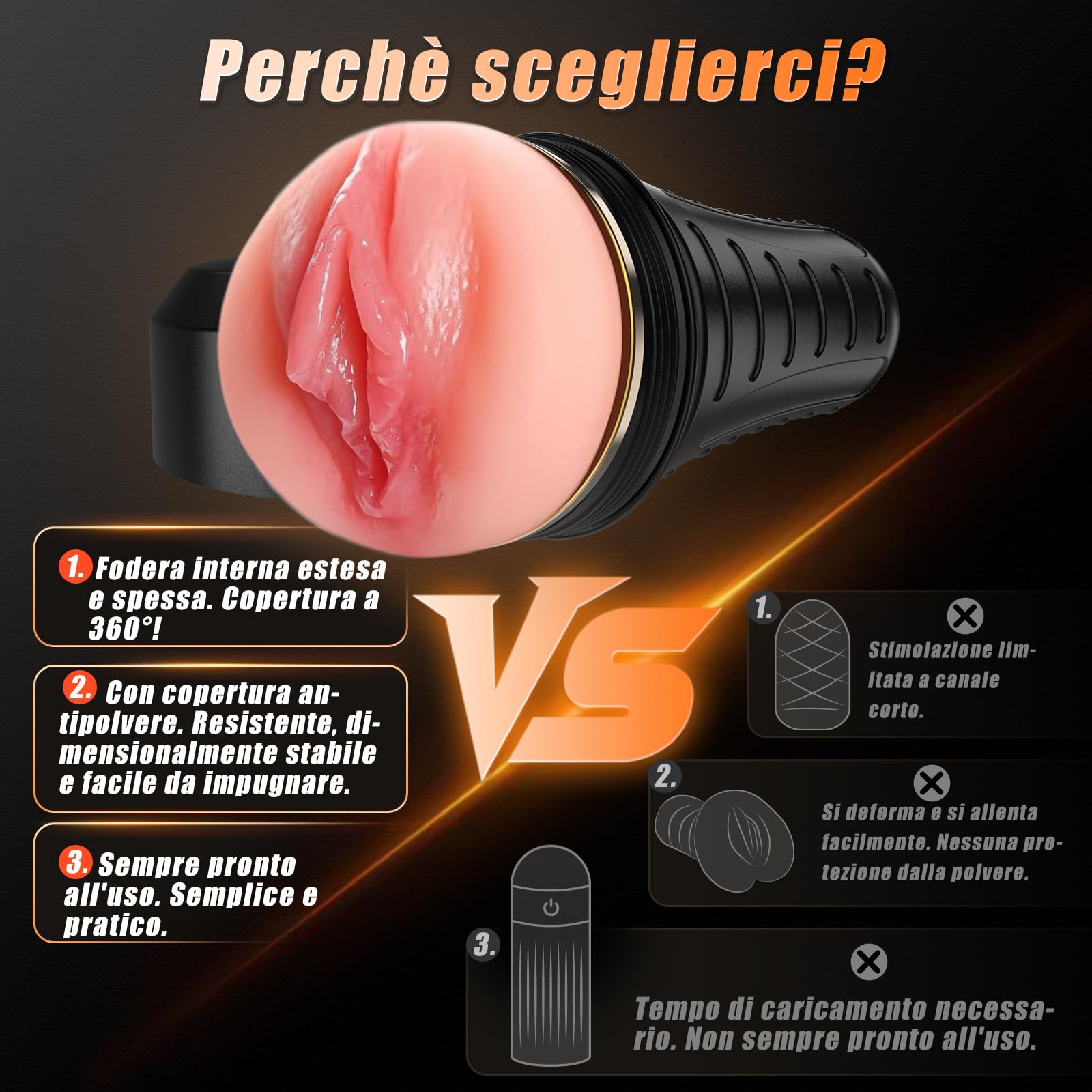 VIJISA Masturbatore Uomo Realista XXL – Sex Toy Morbido con Texture 3D e Rilievi Interni