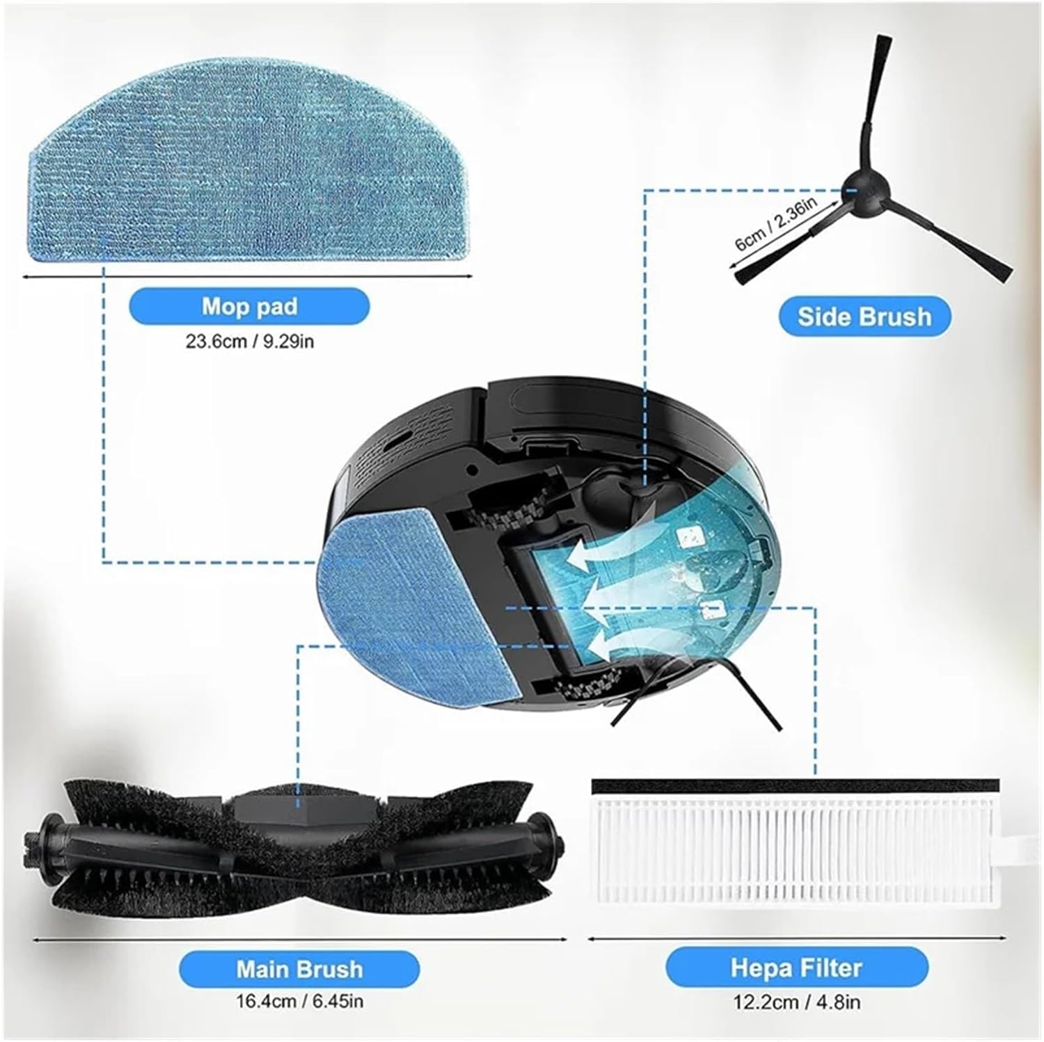 Accessory Compatible for Honiture G20, Robot Vacuum Replacement Parts Hepa Filter Mop Pad Main Brush and Side Brush