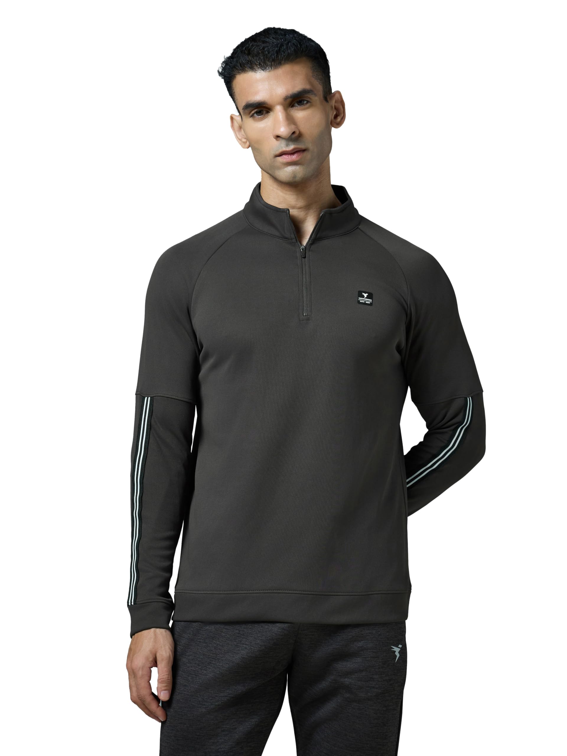 technosport Men's Slim Fit Mock Neck SOID Sports Sweatshirt with Elasto Plus-picture-29