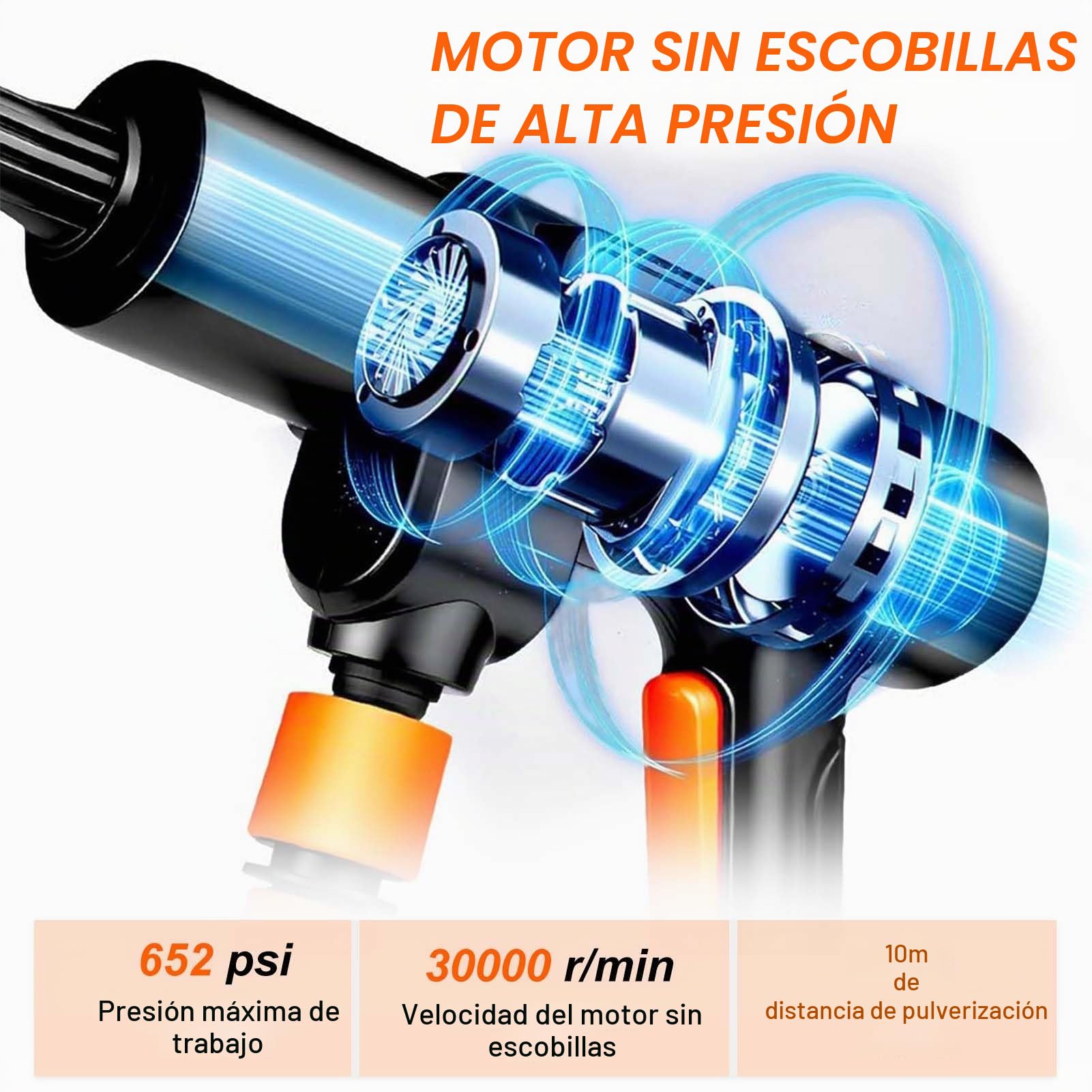 TOPALL Hidrolimpiadora Bateria Portatil,Press & Clean Pistola Lavado,Máximo 45Bar/652PSI,Pistola de Agua a Presión con Batería de 2 * 4.0Ah | Manguera de 8.5M | 6 en 1 Boquilla |Giratoria Boquilla