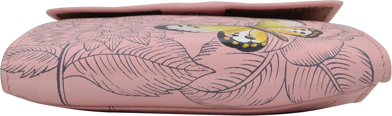 Anna by Anuschka Women’s Hand-Painted Genuine Leather Flap Organizer - Butterfly Garden