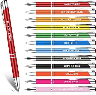 12 Pcs Inspirational Ballpoint Pen, 1.0 mm Motivational Quotes Pen Metal...