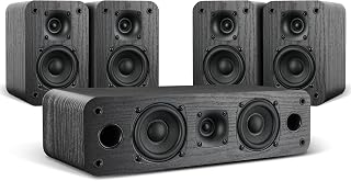 Saiyin 5.0 100W HiFi Home Theater System - Retro Wood Grain Passive Surround Speakers for TV/PC, Amp Required