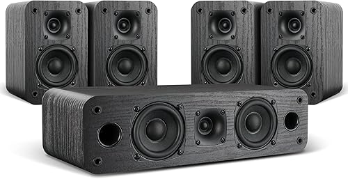 Saiyin Sistema de cine en casa 5.0, altavoces de sonido envolvente HiFi de 100 W con sonido envolvente estéreo y grano de madera Rretro clásico para