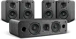 Saiyin Sistema De Home Theater 5.0, Alto-Falantes Hifi Surround Sound De 100 W Com Som Surround Estéreo E Textura De Madeira Clássica Retrô Para Tv/Pc, Amplificador Ou Receptor Necessário, Passivo,