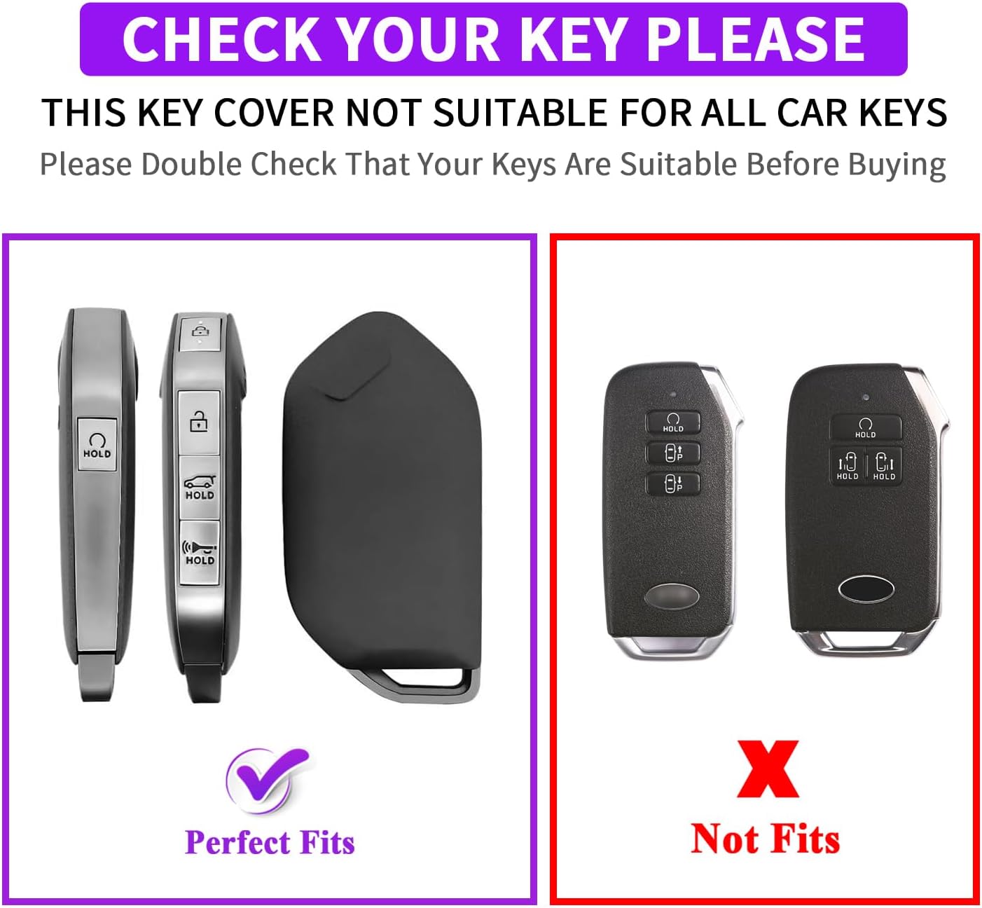 QBUC for 2PCS Kia Key Fob Cover with Keychain Soft Silicone Protection Compatible with 2023-2026 Kia Telluride 5 Buttons (Black+Gray)