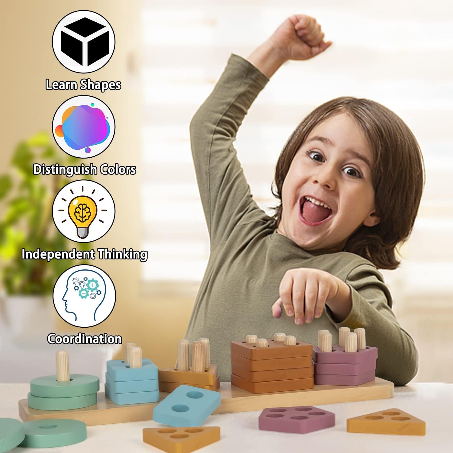 JOYBOY Juguetes Montessori De Dinosaurios – Set De 10 Figuras De Silicona Para Clasificar, Apilar Y Actividades Sensoriales – Ideal Para Bebés De 1 A 3 Años