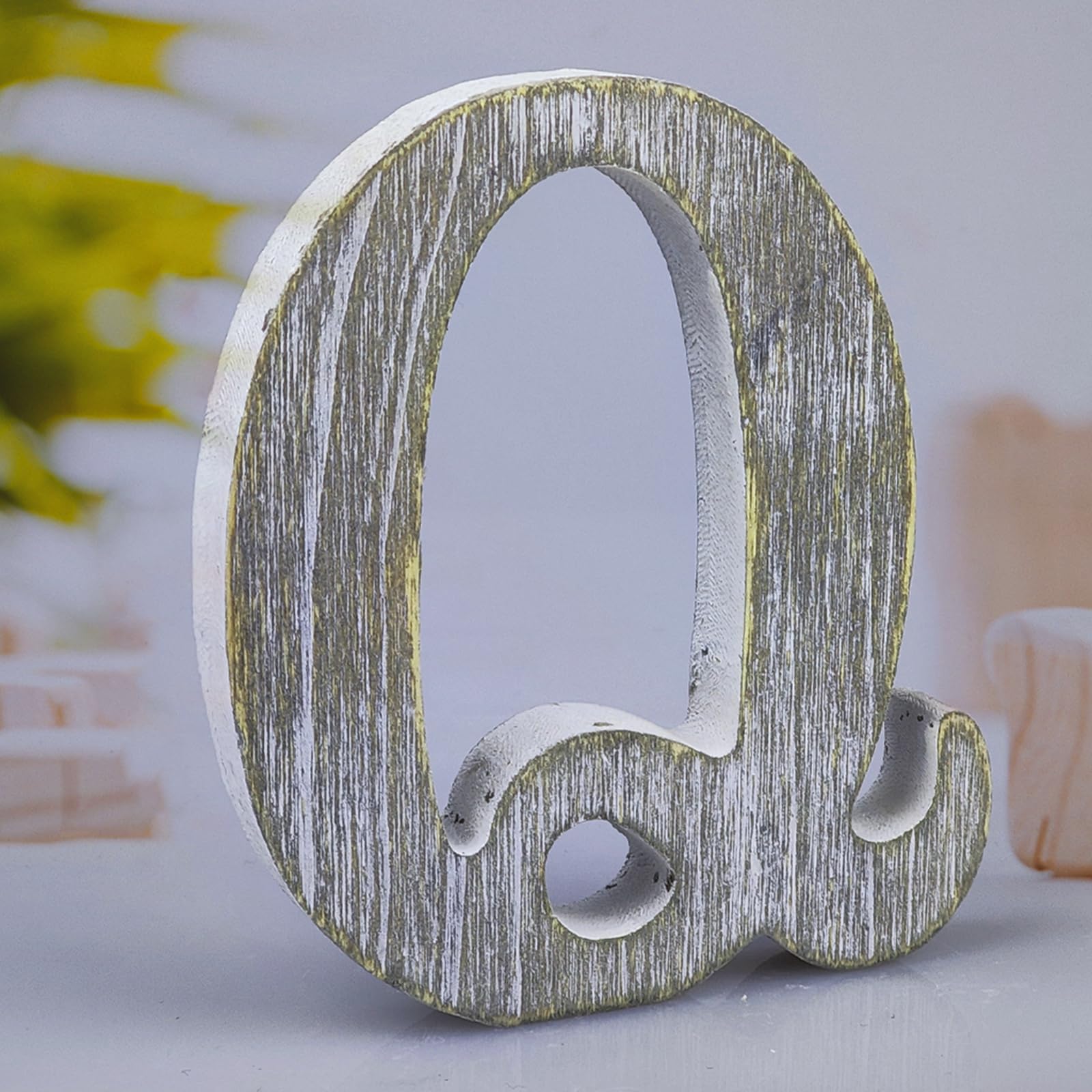 WOODOUNAI 8 Inch Wood Letters Unfinished Rustic Wood Letters for Wall Decor Decorative Standing Letters Slices Sign Board Decoration for Craft Home Party Projects (Q)