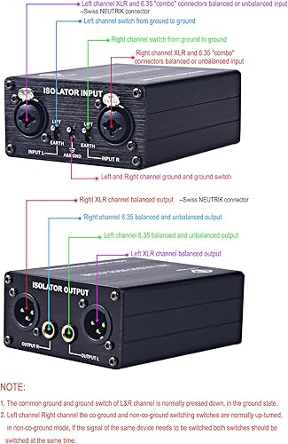 Miniatura 3 de Transformador de eliminación XRL/6.35/TRS / 1/4 TS Aislamiento de audio Detener el zumbido o zumbido no deseado de los sistemas de sonido y PA Negro
