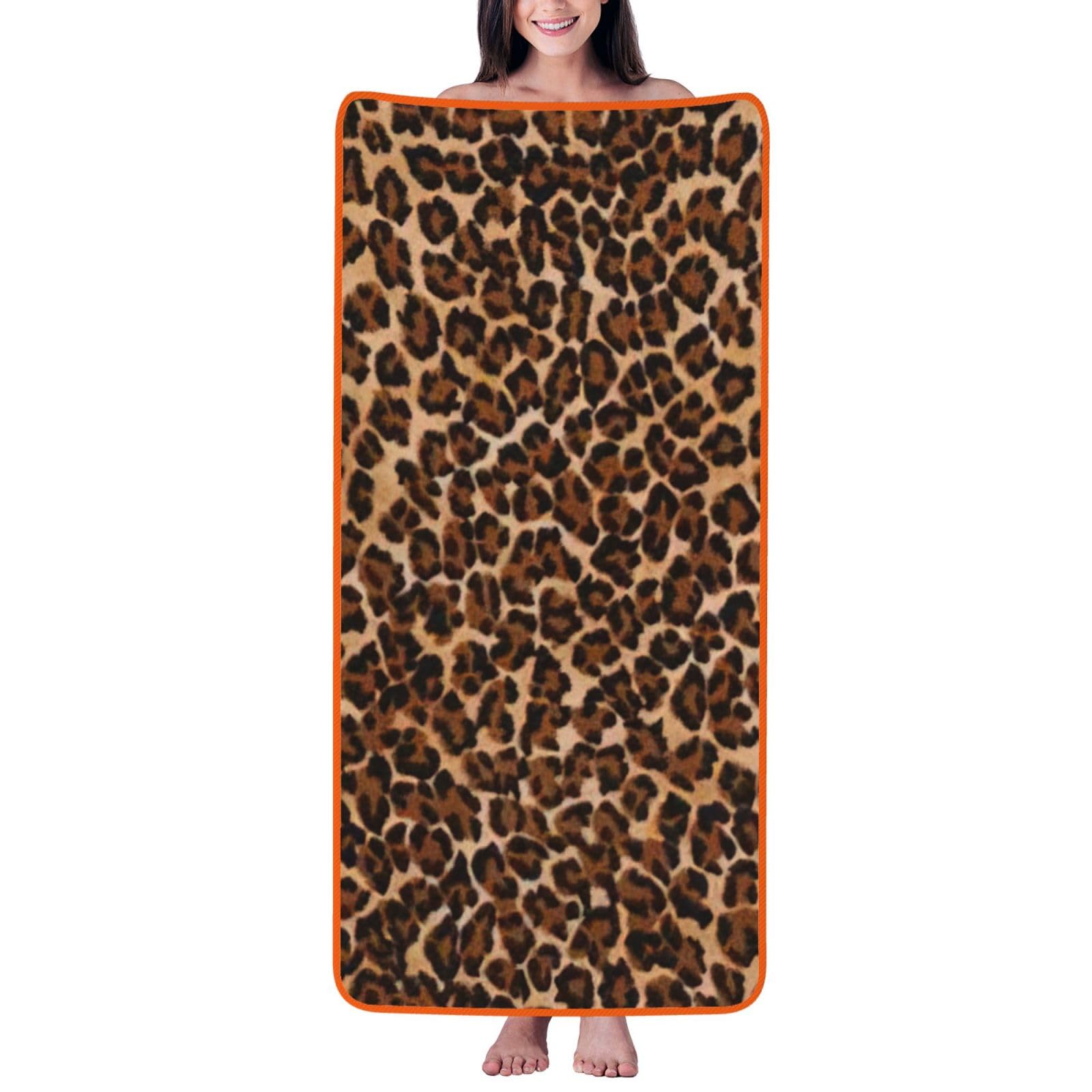 JBJGKHLP Leopard Pattern Print Women Men Couples Coral Velvet Bath Towel Ultra-Soft For Home Bathroom Travel