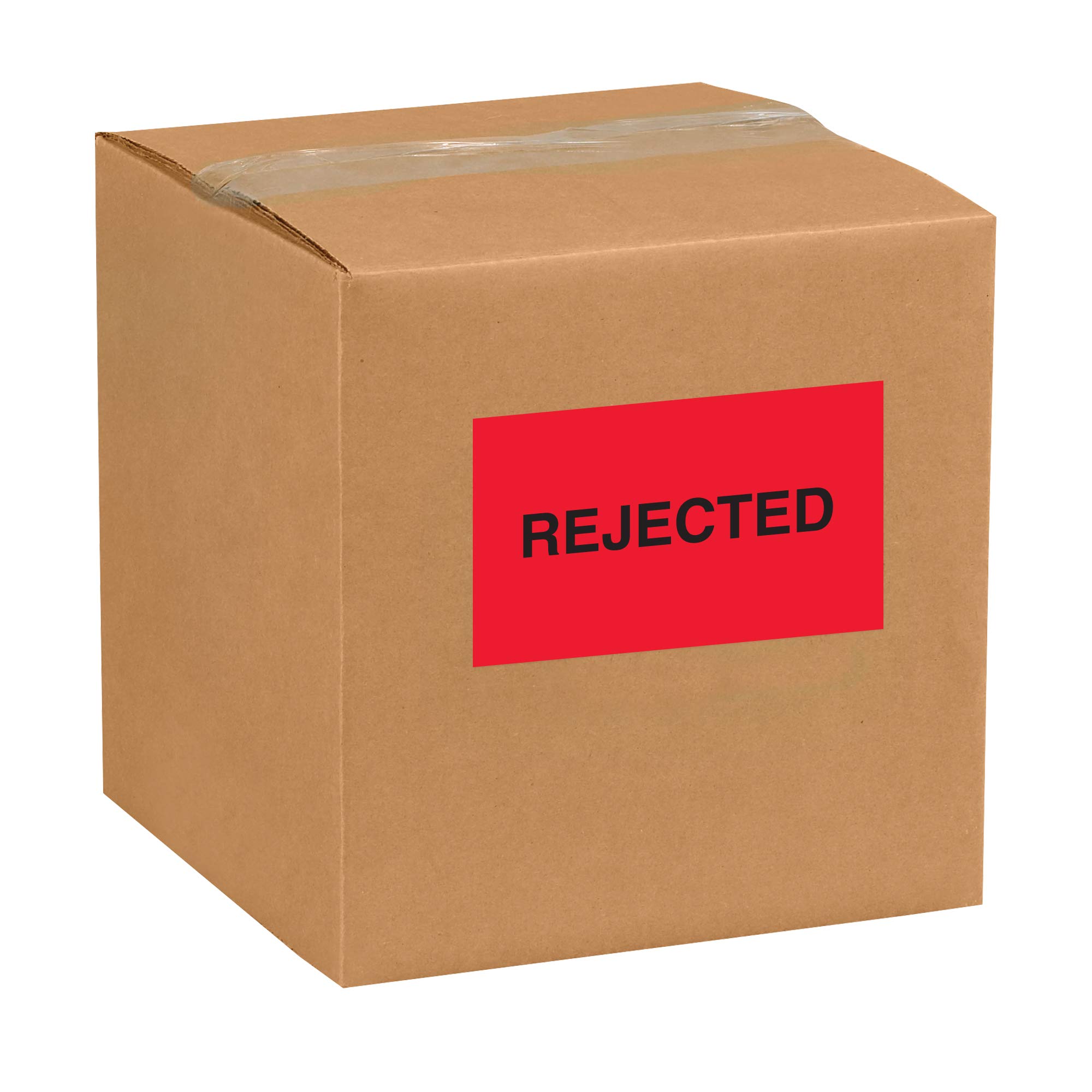 Discount Tag & Label 'Rejected' Labels/Stickers, 3' x 5', Fluorescent Red, 500 Labels Per Roll (1 Roll)