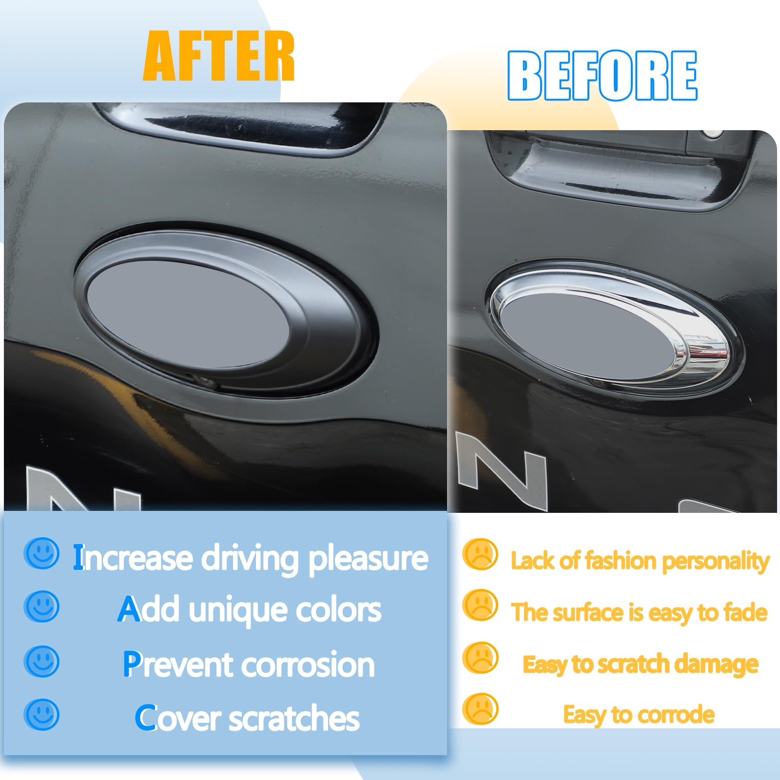 YANER Emblema de coche trasero para Ford Ranger 2015-2021, accesorio exterior para coche (negro mate)