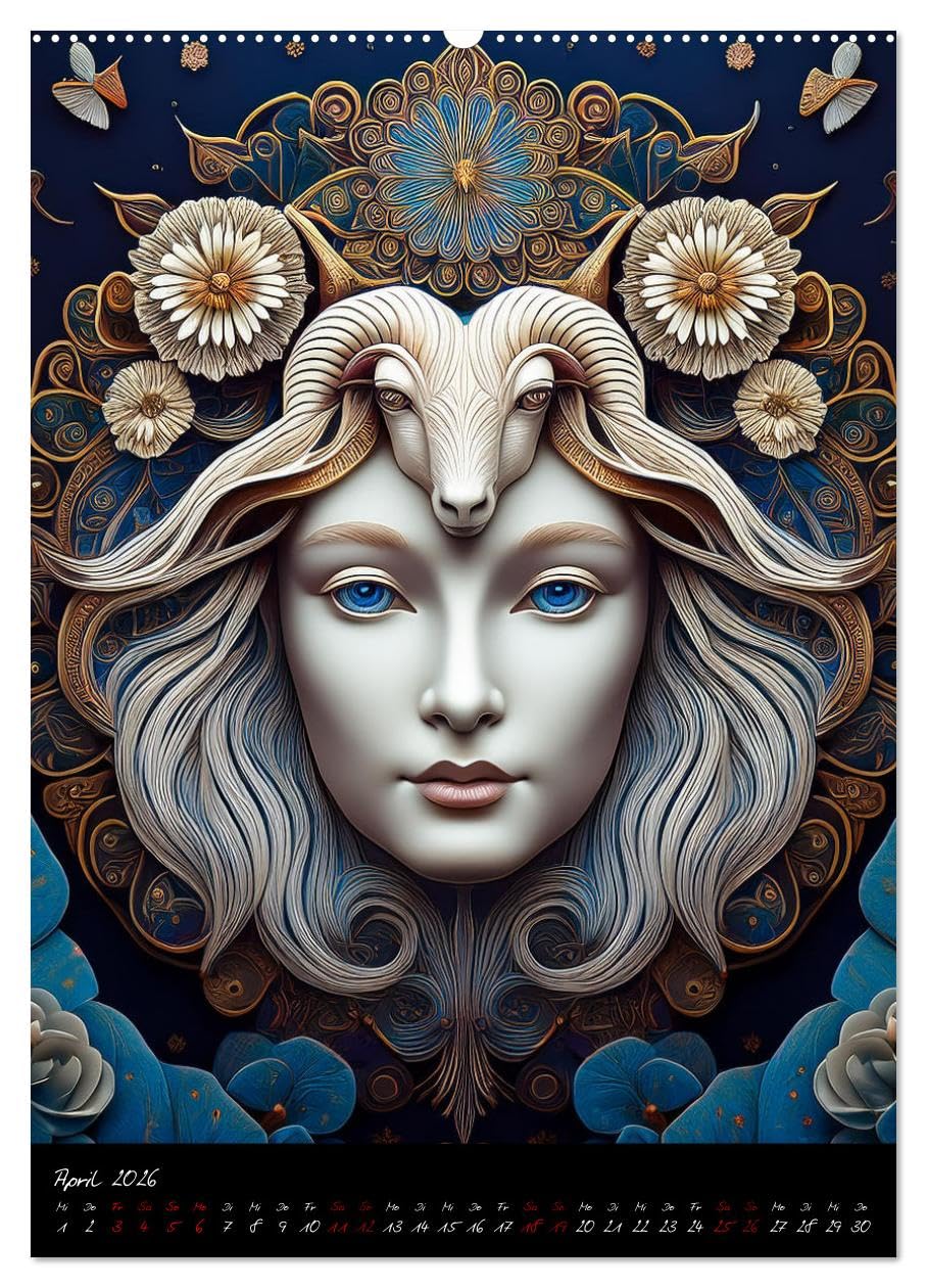 Fabelhafte Sternzeichen (hochwertiger Premium Wandkalender 2026 DIN A2 hoch), Kunstdruck in Hochglanz: Eine beeindruckende, kunstvolle Darstellungen der Sternzeichen. (CALVENDO Kunst)