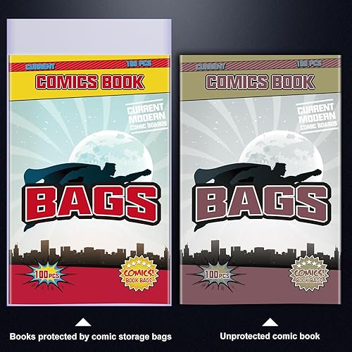 Miniatura 6 de KKU 200 bolsas de cómics actuales, bolsas de cómic transparentes de 7.2 x 10.5 pulgadas, fundas de cómics sin ácidos para almacenamiento de cómics.