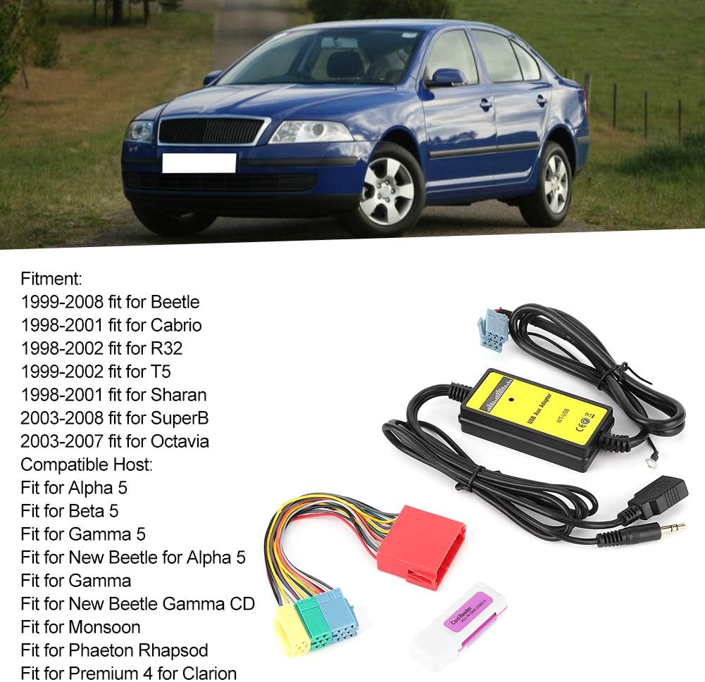 8Pin Car AUX Adapter with USB SD Input, MP3 WMA Decoder & Built - in Amplifier Chip, 20Hz - 20KHz Frequency Response - No Interference, Easy Installation for Seat & Compatibl