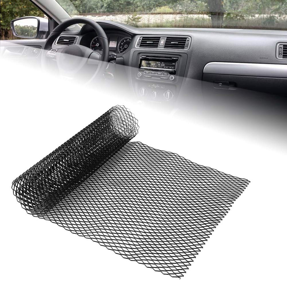 Griglia Rete Alluminio Auto, Fydun 8 x 16 mm Rete Protezione Radiatore Nero Griglia Nido D'Ape Universale Foglio di Rete per Griglia Rombica per Paraurti, Kit Carrozzeria,