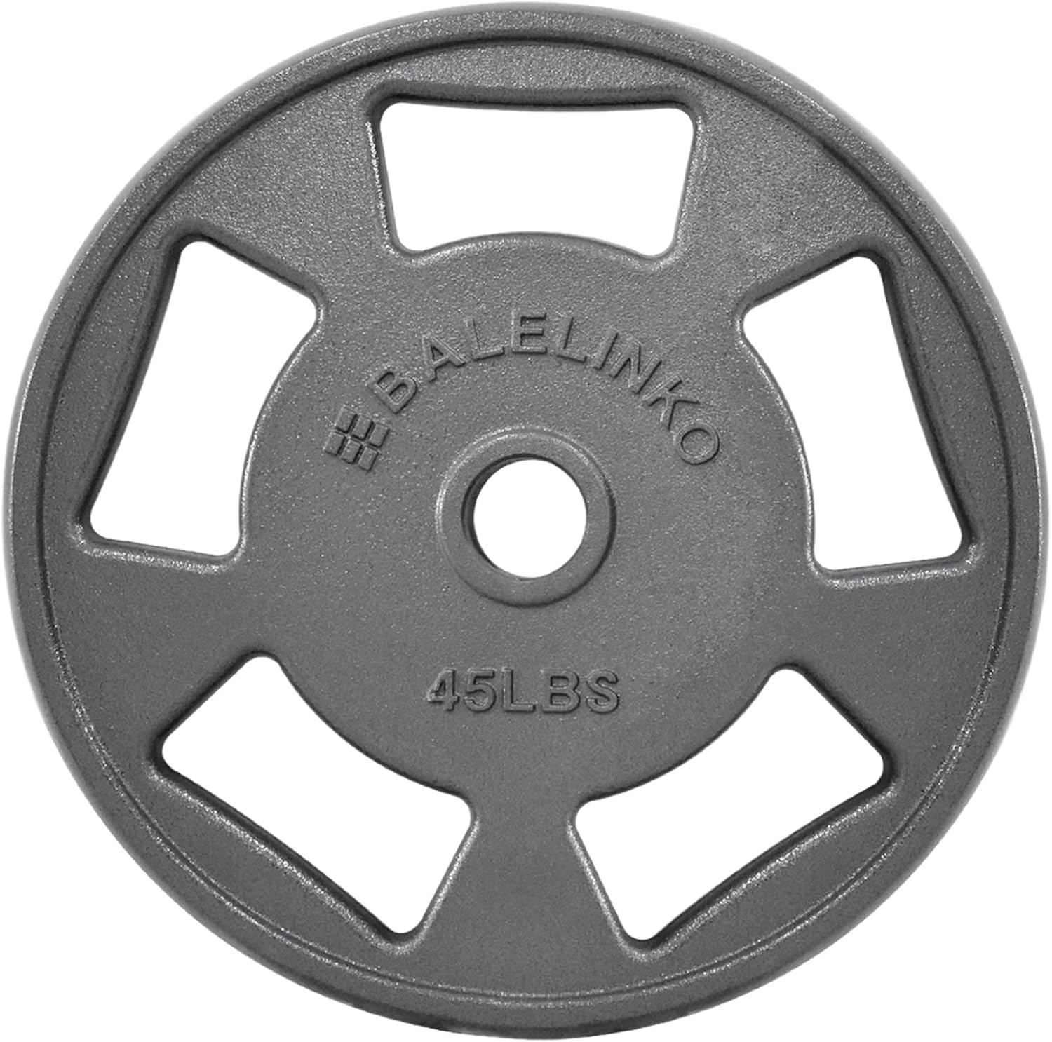 Balelinko Cast Iron 2-Inch Olympic Grip Plate Weight Plate for Strength Training, Weightlifting and Crossfit in Single, 45LB, Gray