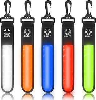 Kssvzz Pack of 5 LED Flashing Light School Bag, 3 Light Modes, Children's Safety Light, Reflective Light Strip, Reflector Attachments for Running, Mountaineering, Hiking