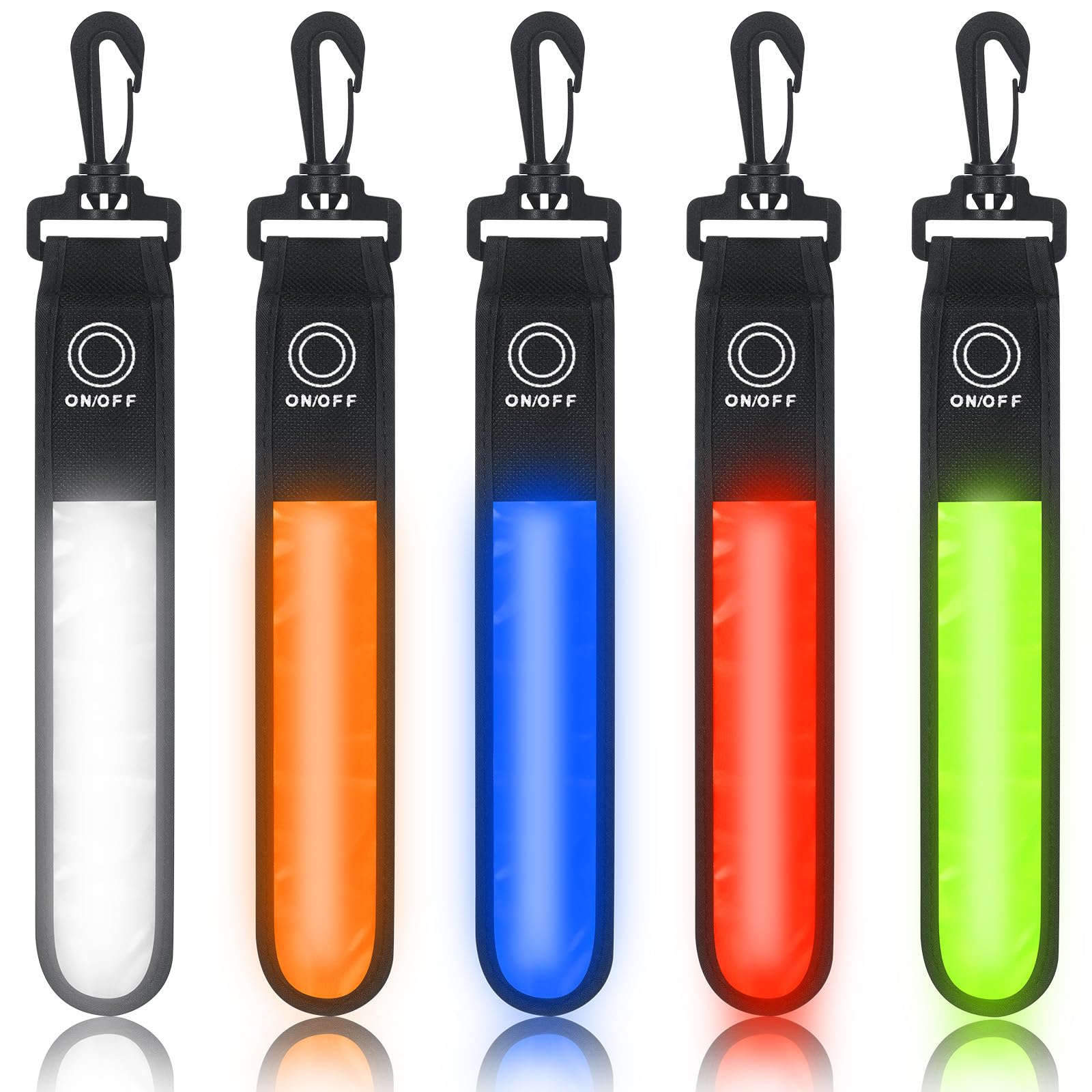 Kssvzz 5 Pack LED Flash Pendant, 3 Light Modes Reflective Strap Bag Pendant, LED Safety Warning Light for Running, Mountaineering, Hiking