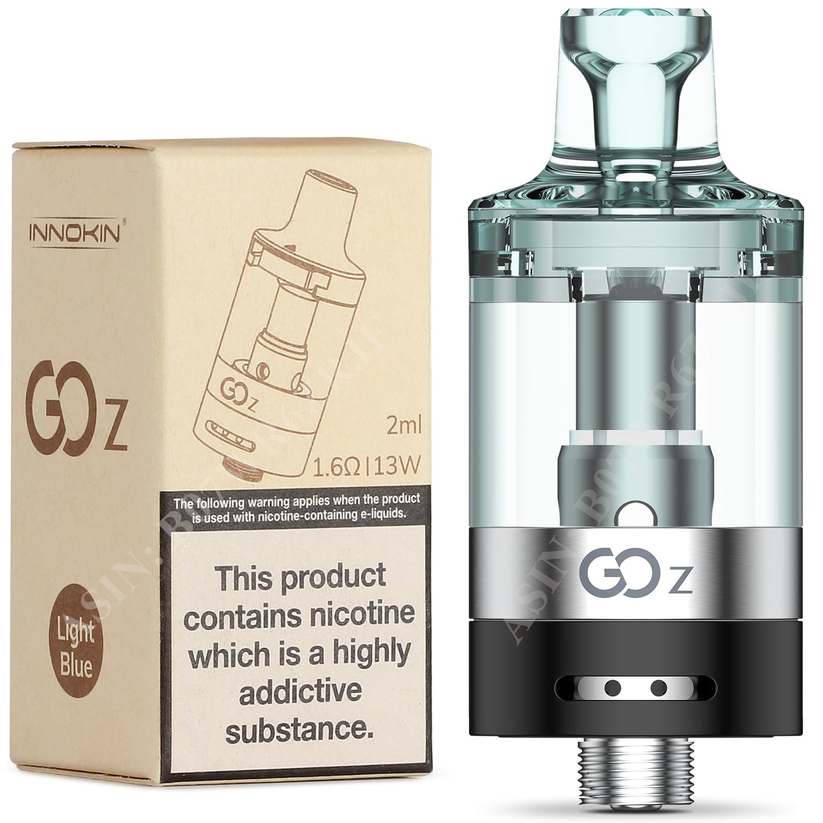 INNOKIN Go Z Tank, 1pcs, 1.6ohm Spare Tank for GOZEE Kit, Replacement Atomiser, Easy Top Fill, AMZ UK 2ml, No Nicotine, Pack of 1 - Light Blue