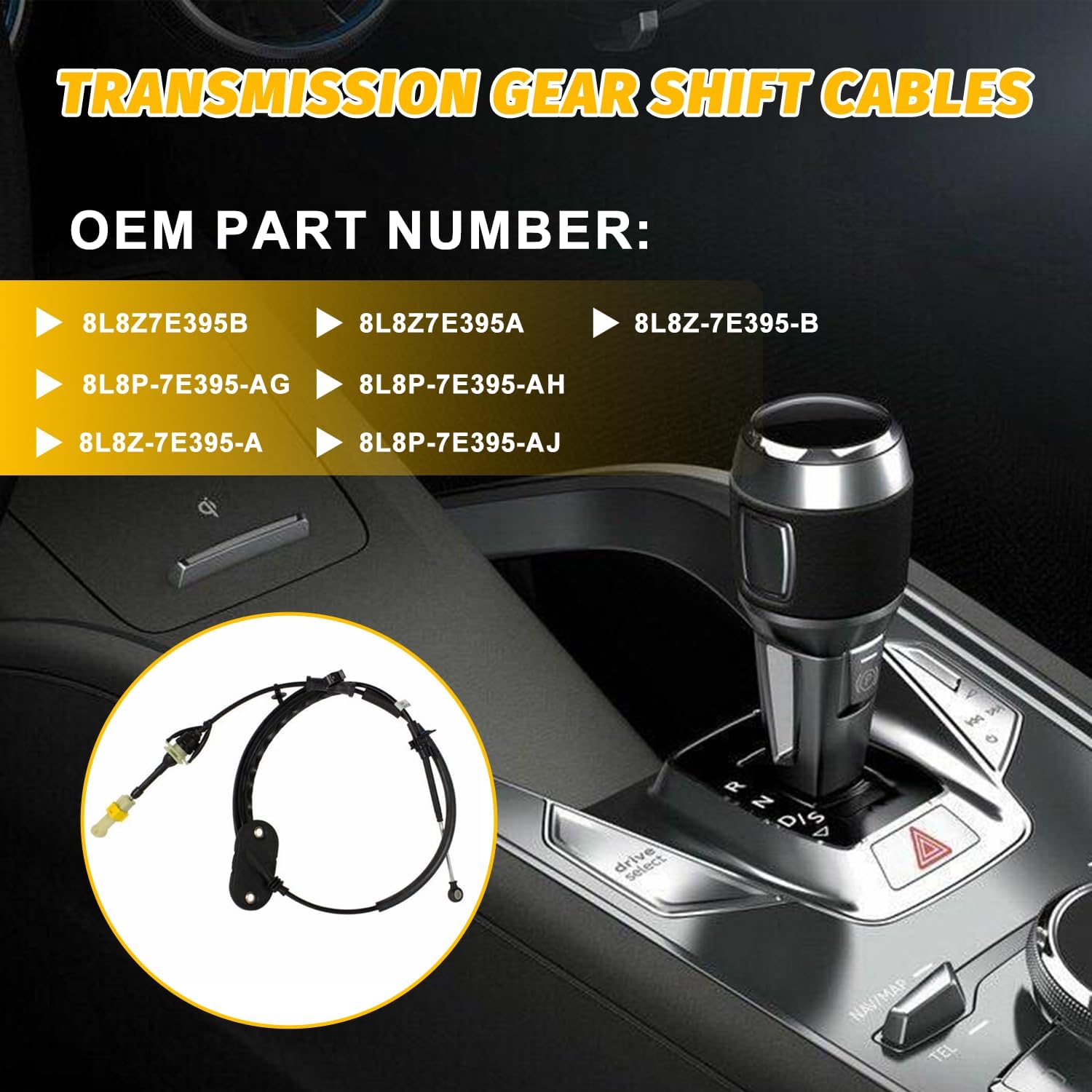 Automatic Transmission Shift Cable Compatible with Ford Escape Limited XLS XLT Sport Utility 4-Door 2008, Replaces 8L8Z-7E395-B 8L8P-7E395-AG Gear Shifter Cable