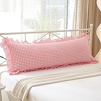 Vista 49 de Paquete de 2 fundas de almohada europeas a cuadros azul polvoriento, blanco, a cuadros, 100% algodón lavado, a cuadros, estilo francés, rústico