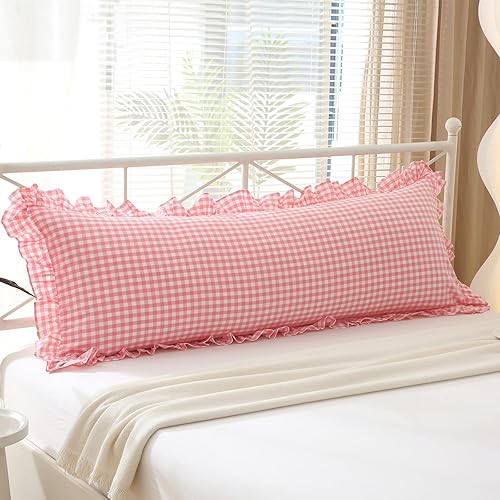 Miniatura 49 de Paquete de 2 fundas de almohada europeas a cuadros azul polvoriento, blanco, a cuadros, 100% algodón lavado, a cuadros, estilo francés, rústico