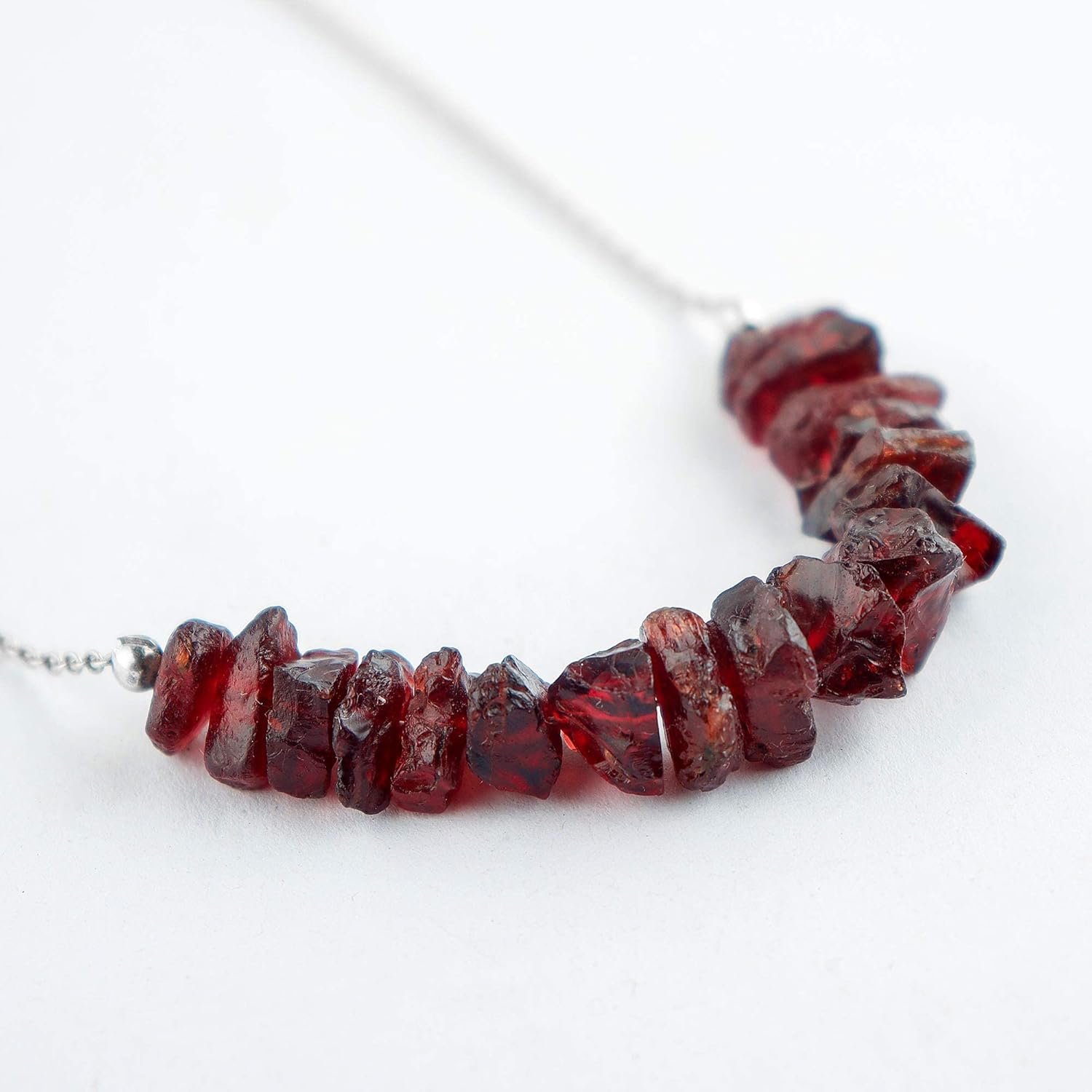 InfinityGemsArt Raw Garnet Necklace for Women, January Birthstone, Natural Red Gemstone Rough, Dainty Stone Jewelry, Chakra Energy Crystals, 925 Sterling Silver Chain 18 inch, Gifts For Her - Image 2