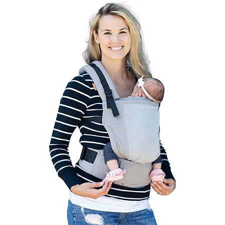 Baby Tula Free-to-Grow Coast Mesh Baby Carrier 7-45 lb, Adjustable Newborn to Toddler Carrier, Ergonomic Inward Front and Back Carry, Lightweight - Coast Overcast, Light Gray with Light Gray Mesh…