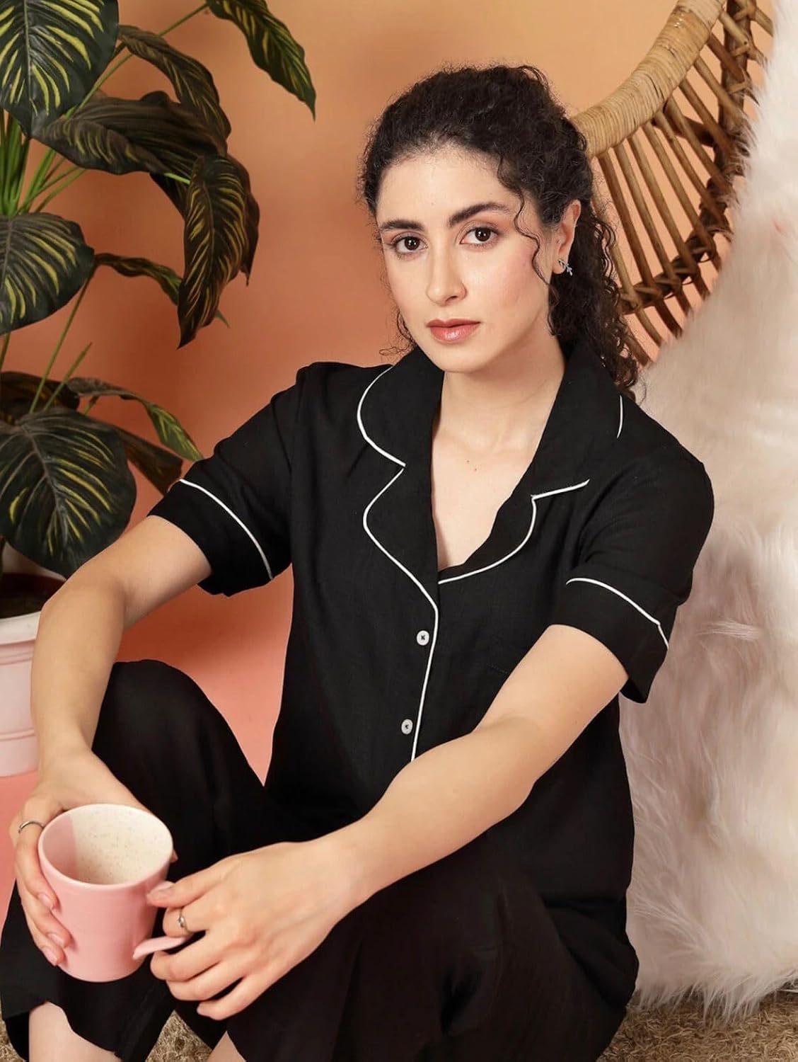 Women's Pajama Sets short Sleeve Button Down Sleepwear Nightwear Soft Pjs Lounge Set style