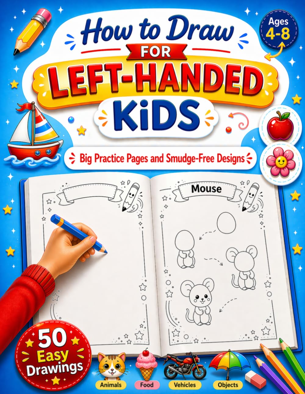 How to Draw for Left-Handed Kids: A Fun and Simple Drawing Workbook with Big Practice Pages and Smudge-Free Designs