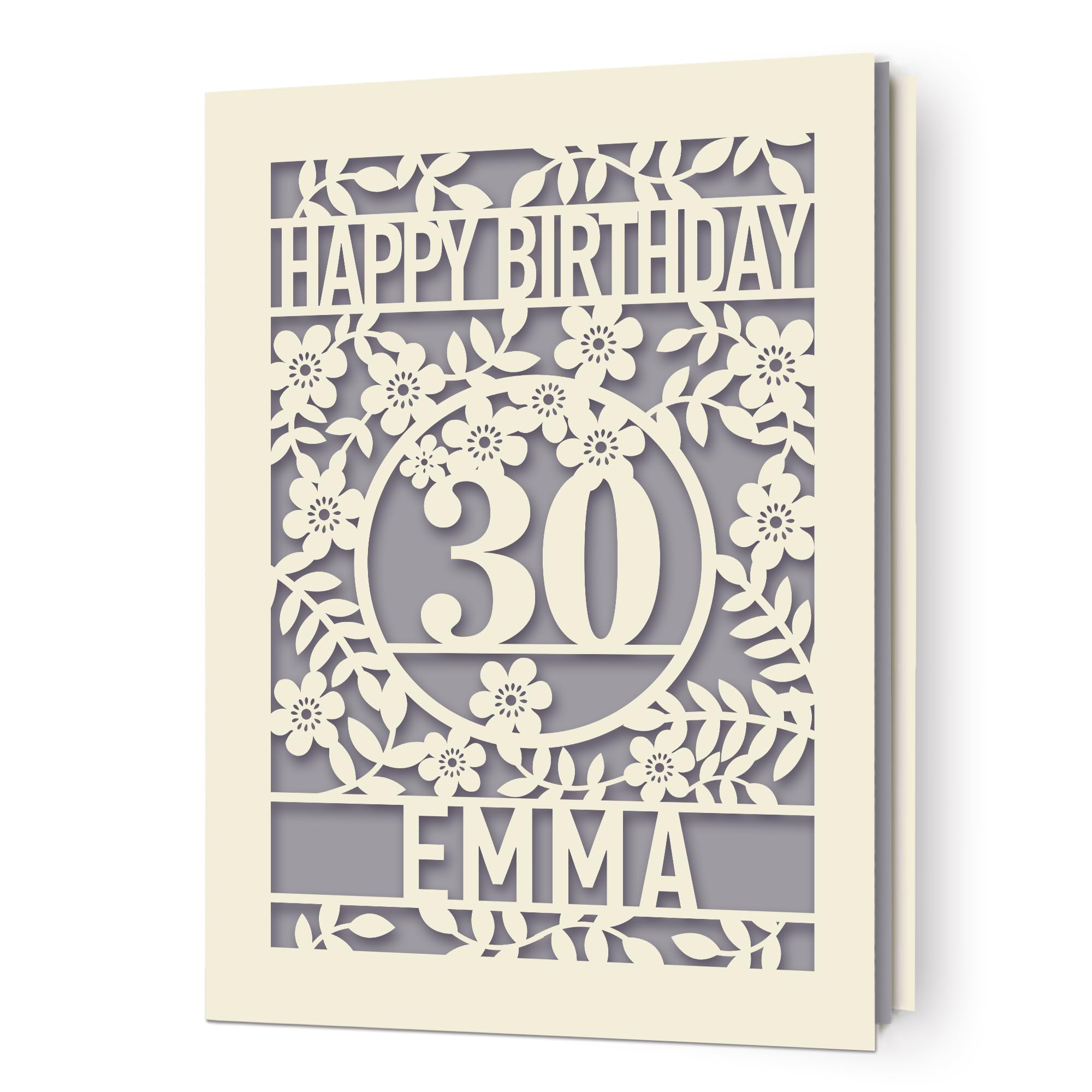 Personalised Happy Birthday Cards Laser Paper Cut Greeting Cards Birthday Custom Gift Happy Birthday Card for Women Daughter Girl 13th 16th 18th 21st 30th (Grey) — image 1