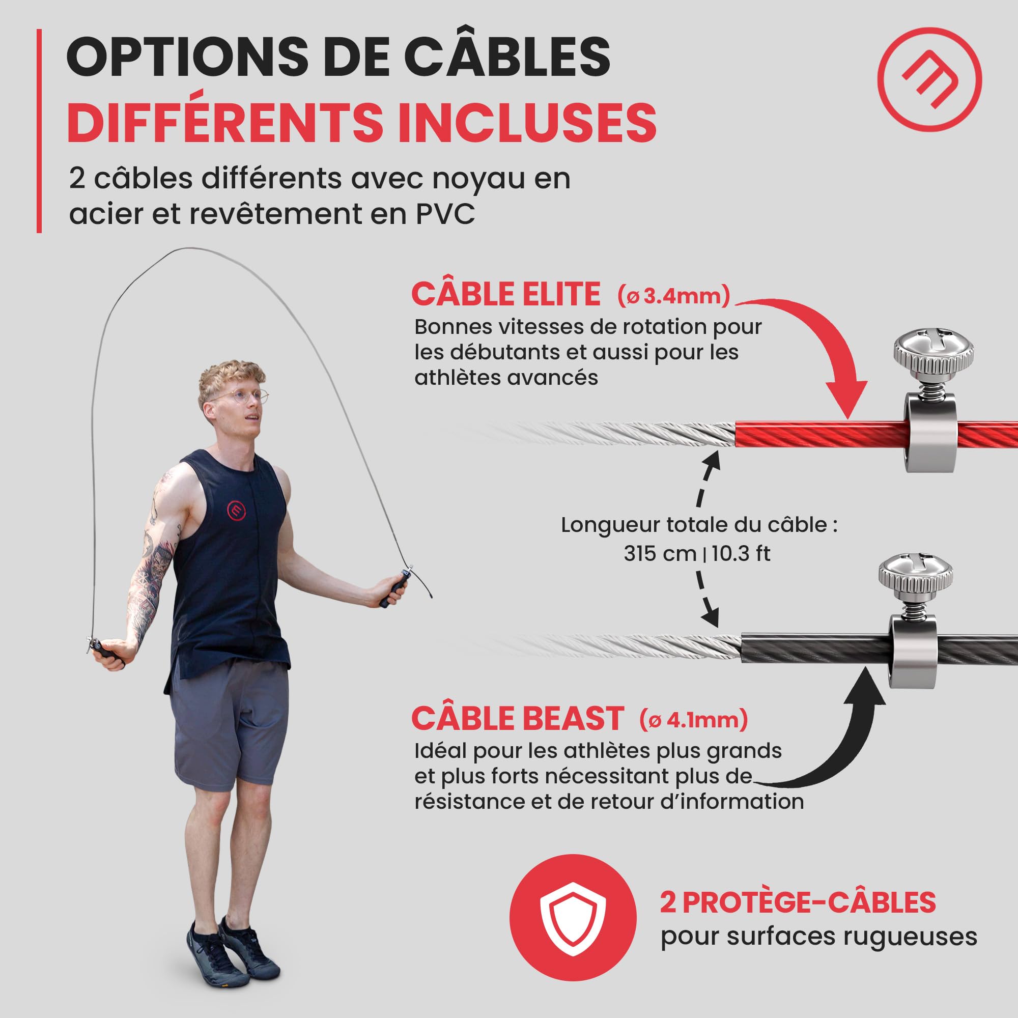 Excellerator - Corde à Sauter - Matériel De Remise En Forme Professionnel Pour Fitness Adulte Corde A Sauter Ergonomique 6525552861410