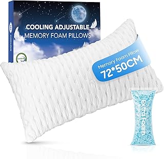 Zerhacktes Memory-Schaum-Schlafkissen, Queen-Size (1 Packung) – Kühlend, einstellbar für warme Schläfer, geeignet für Seiten-, Rücken- und Bauchschläfer, mit waschbarer Hülle (50 * 72cm)