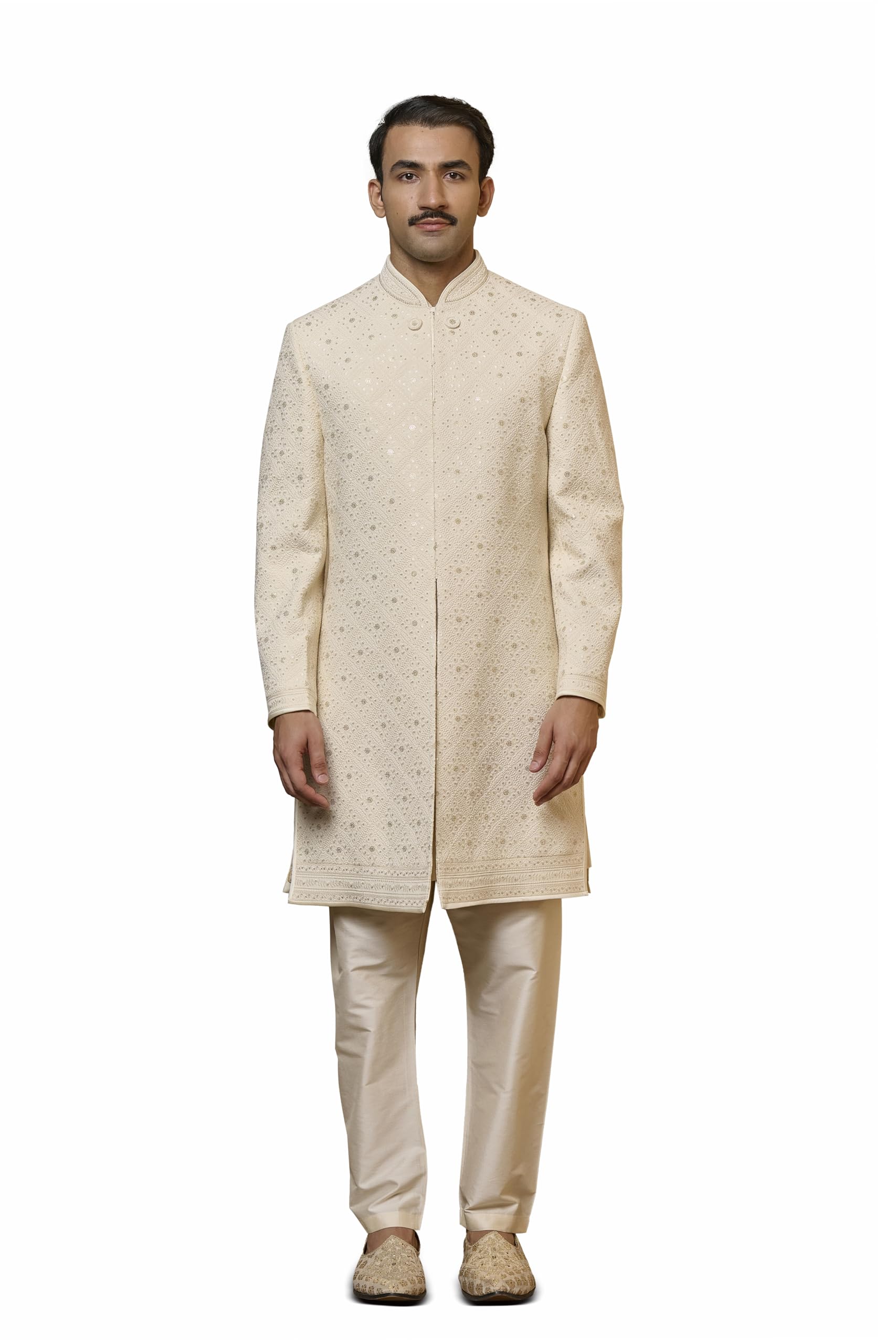 tasva Ivory Dori And Zardozi Embroidered Sherwani-picture-24