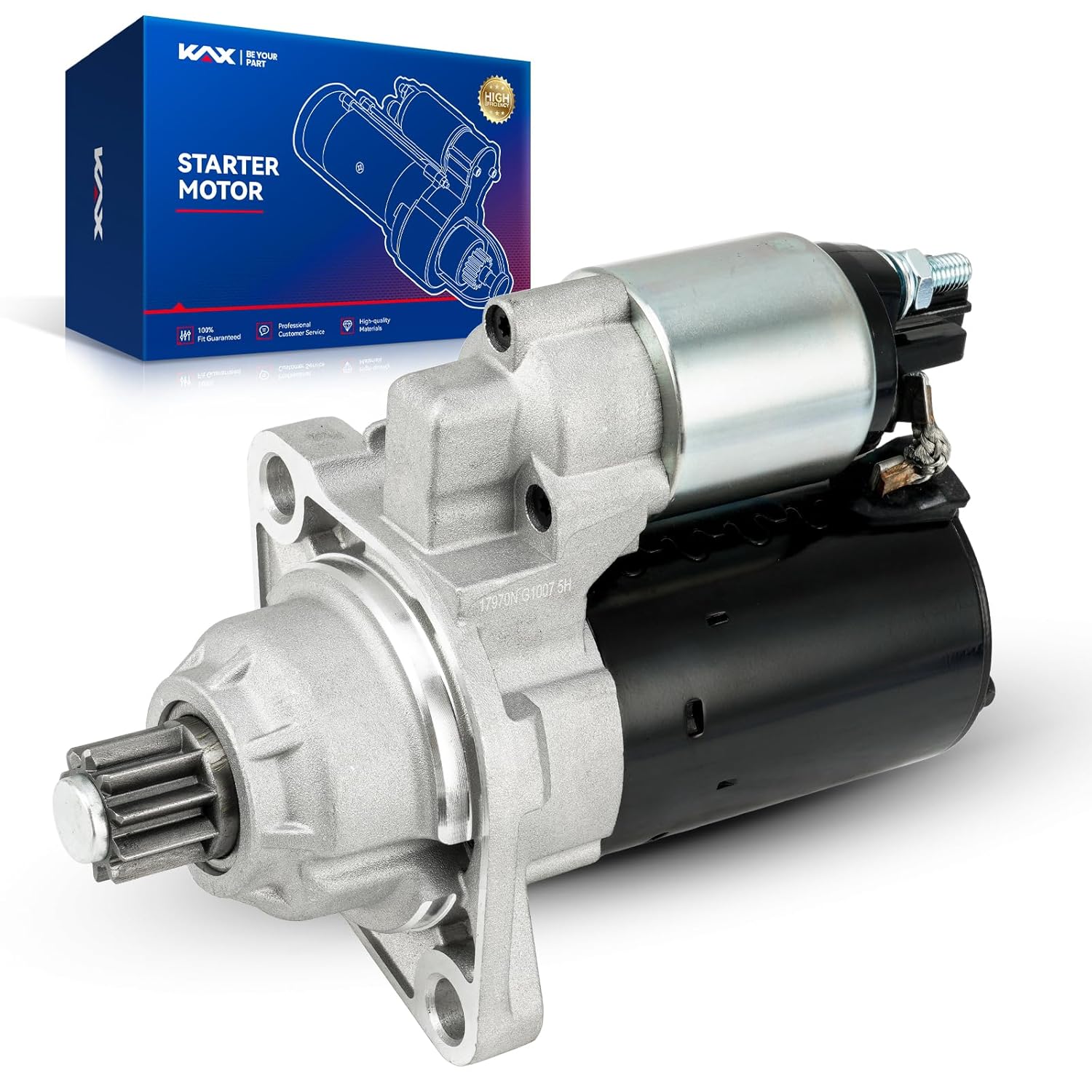 KAX NEW Starter 17970N Compatible with Volkswagen, Audi, 2010-2017 Tiguan, 2006-2015 Jetta, 2010-2016 CC, 2006-2009 2012-2014 GTI, Passat, Beetle, Eos, Tiguan Limited, 1.1KW 12V 10 Teeth CCW