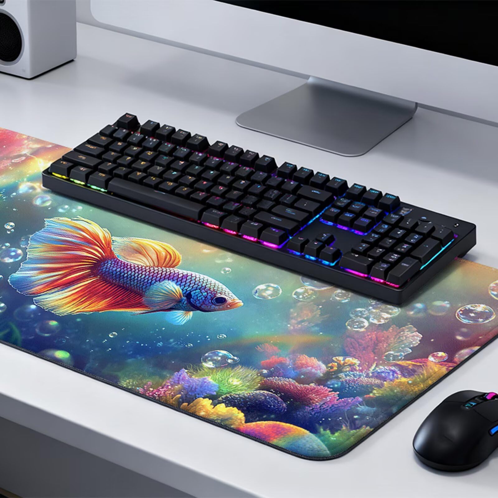 Podkładka pod mysz XXL 1200x400x3mm podkładka pod mysz koi podkładka pod mysz ocean poprawia precyzję i szybkość, wodoodporne antypoślizgowe, szyte krawędzie, akcesoria do gier, komputer, prezent dla