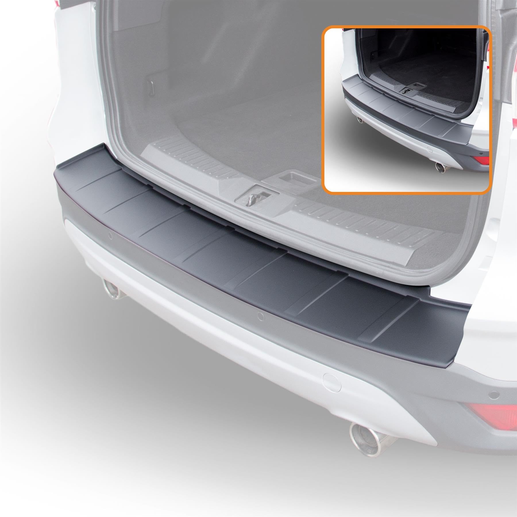 Travall Car Trunk Bumper Protector Compatible with Ford Kuga (2013-2019) - Vehicle-Specific Black Smooth Plastic Bumper Protection Against Scuffs and Scratches