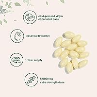 Vista 3 de Micro Ingredients Biotin 5,000mcg 365 cápsulas blandas de aceite de coco virgen, liberación rápida, suministro de un año Apoya el cabello