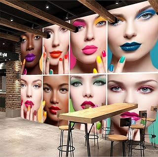 Nail Art and Makeup 3D Mural Wallpaper Stick and Peel 47" x 32", Fashion Woman Wall Murals for Nail Art Shop Beauty Salon Clothing Store Cosmetics Store- Canvas(Self Adhesive)