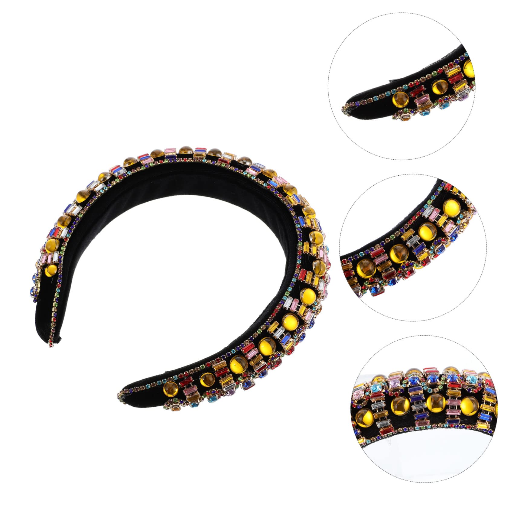 Diadema Ancha Acolchada Gemas de Imitación y Cristal para Niñas y Mujeres, Accesorio Pelo Diseño Vintage y Sujeción Firme para Ocasiones Obsequios y Uso Diario