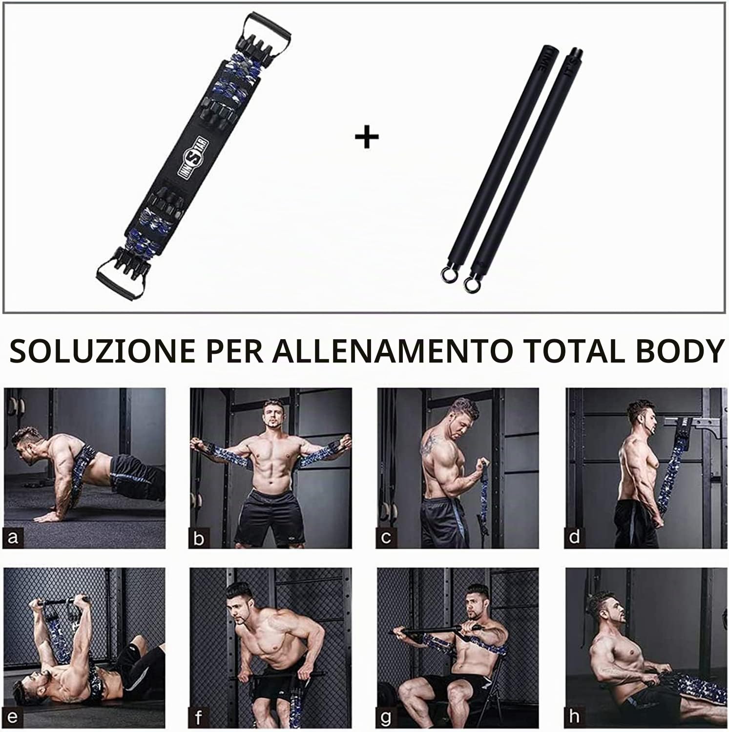 INNSTAR Portatile Home Gym 3.0 Set, elastico pilates per l'allenamento della forza in Palestra Casa, Kit Elastici Fitness Professional per l'allenamento di tutto il corpo, Barra per Pilates