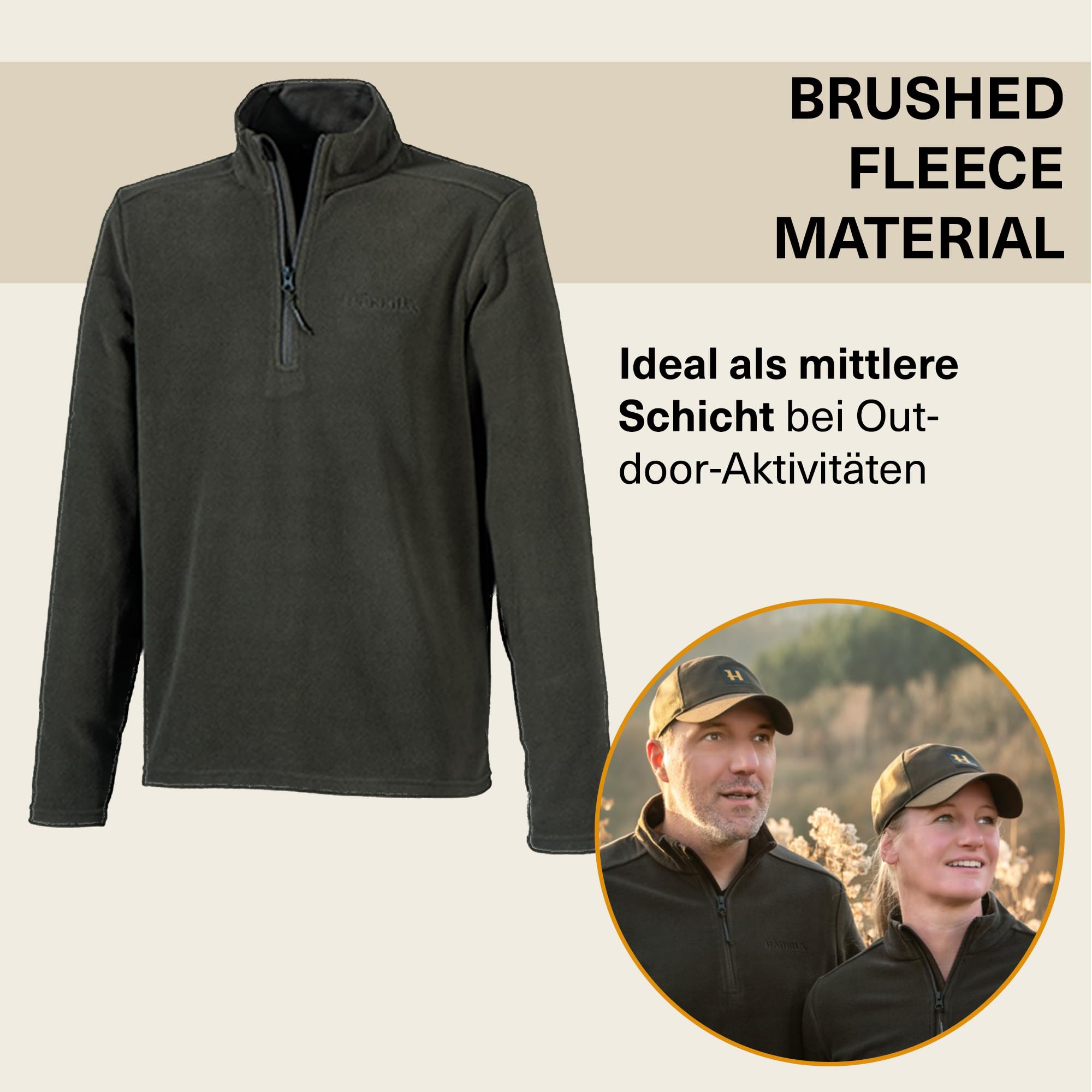 Härkila Herren Fleecepullover, Troyer, Ideal für alle Outdoor-Aktivitäten und zum Wandern, Shadow Brown