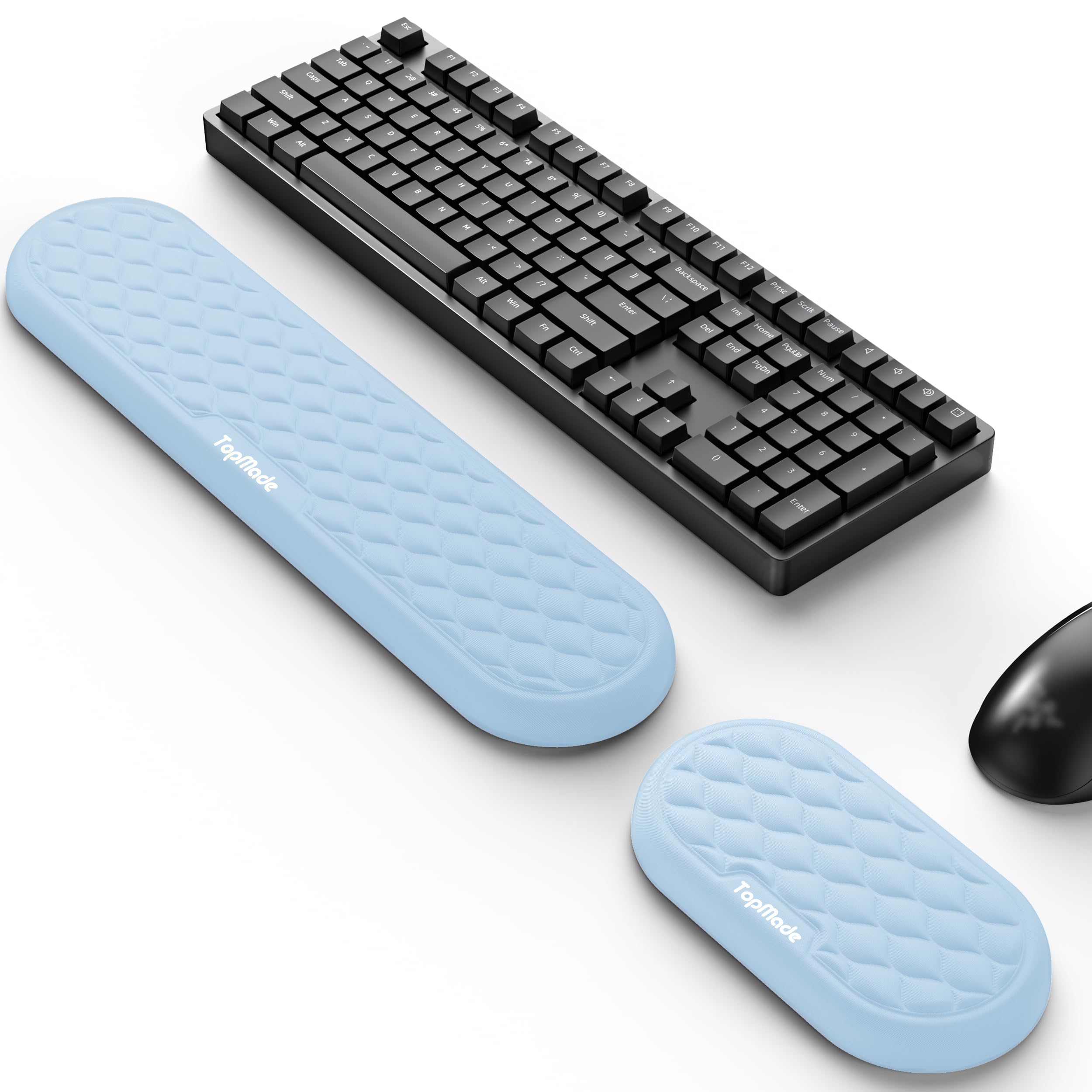 TopMade Upgraded Wider Wrist Rest Set Soft Memory Foam Keyboard Hand Rest Pad Computer Ergonomic Keyboard Mouse Wrist