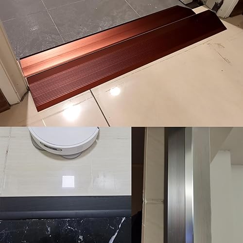 Miniatura 6 de Tira de umbral de transición de piso de aluminio, tira de puerta de transición, borde de puerta para pisos laminados de vinilo de madera, rampa para