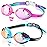 Keary 2 Pack Kids Swim Goggles Swimming Goggles for Toddler Children Girls Boys Youth, Anti-Fog Waterproof Anti-UV Clear Vision Mirror Flat Lens Water Pool Goggles with 3 Nose Piece, Pink Kids Goggles