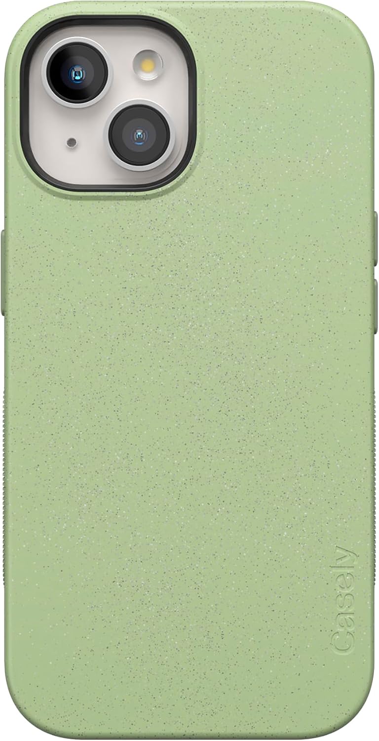 Casely iPhone 15 Plus Case | Kiwi Kiss | Matcha Green Shimmer Glitter | Bold Protective Design | Compatible with MagSafe